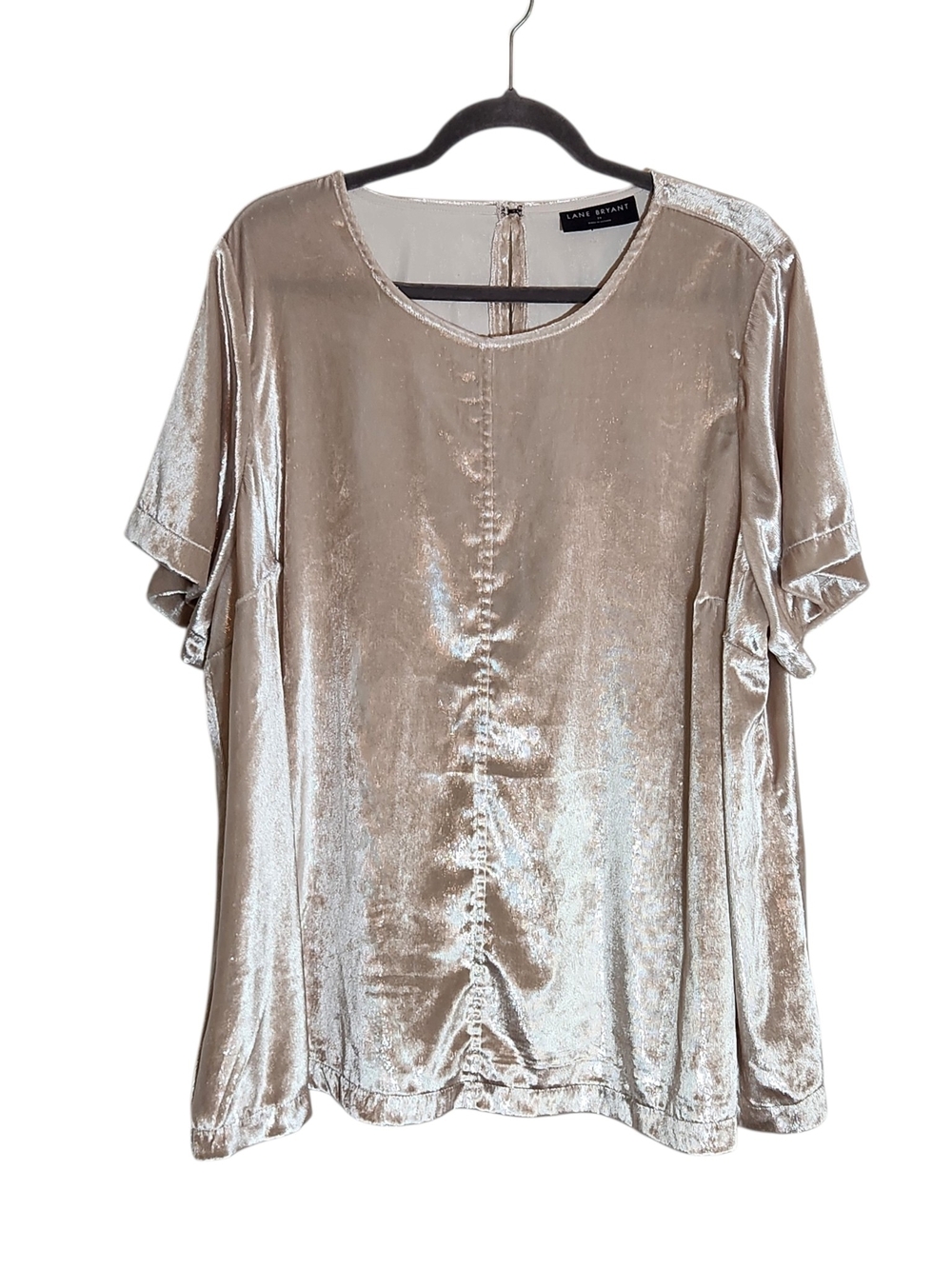 Lane Bryant Cream Blush Velvet Short Sleeve Top Size 22